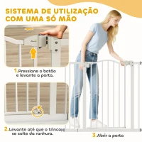 PawHut Barreira de Segurança para Cães com Largura Ajustável 74-94 cm e Extensão para Escadas e Portas Branco(m-6)