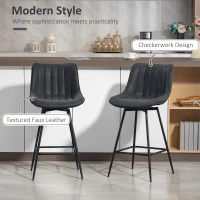 HOMCOM Set of 2 PU Leather Swivel Bar Stools - Black(m-4)
