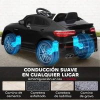 HOMCOM Coche Eléctrico para Niño +3 Años con Licencia de Mercedes 12V con Mando a Distancia Música y Luces Negro(m-8)