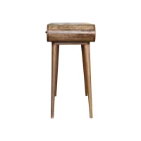 Solid Mango Wood Round Dressing Table 3 Drawers and Foldable Mirror, Hand‑finished Desk with Oak-ish Finish, 40L x 100W x 80H cm, Brown(m-7)