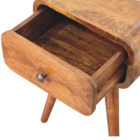 100% Solid Wood Avora Mini Nightstand with Drawer and Clear Natural Finish, Handcrafted Table for Bedroom, 30L x 30W x 49H cm, Brown(m-4)