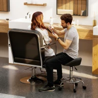 HOMCOM Verstelbare Rolstoel met Rugleuning Draaikruk 59-75 cm Werkstoel 360° Draaibaar Zwart(m-9)