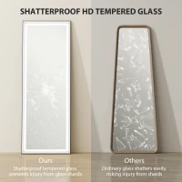 HOMCOM Espelho de Pé  com Luzes 165x60 cm 3 Temperaturas de Cor Brilho Ajustável Independente ou de Parede Branco e Preto(m-4)