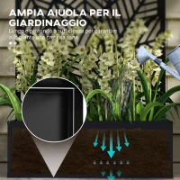 Outsunny Fioriera Rialzata con Spalliera Decorativa per Rampicanti da Terra e Parete in Metallo, 61x23x113 cm, Nero(m-5)