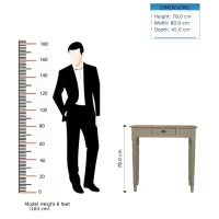 Solid Wood Hand-Painted Writing Desk with Stain-Based Finish, Writing Table with Drawer and Generous Worktop, 45L x 80W x 78H cm, Brown(m-3)