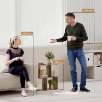 HOMCOM Side Table, Narrow End Table with Storage Shelves, S-Shaped, 3-Tier, 50W x 19.5D x 58H cm, Oak(m-9)