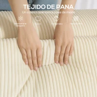 HOMCOM Sofá de 3 Plazas Tapizado en Pana Acolchado Grueso Asiento Extra Profundo Reposabrazos Anchos Montaje Rápido Beige(m-6)