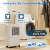 HOMCOM 12L Dehumidifier, with Touch Panel LED Screen - White(m-9)