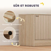 PawHut Gamelles pour chiens surélevées porte-gamelles avec rangement de 40L, 2 bols en acier inoxydable 60 x 30 x 35,5 cm chêne(m-8)