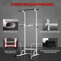 SPORTNOW Barra de Elevações com Altura Ajustável 176,5-227 cm Resistente Máquina de Elevações Multifuncional  Branco(m-6)