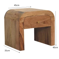 Darcy Solid Mango Wood Bedside Table with Drawer and Clear Natural Finish, Handcrafted Desk for Bedroom, 35L x 45W x 40H cm, Brown(m-3)