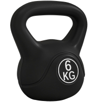 HOMCOM Pesa Rusa de 6 kg Kettlebell Relleno de Arena con Mango Ancho Antideslizante para Entrenamiento 20x13x22 cm Negro