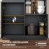 HOMCOM Küchenschrank, Buffet mit Schublade, Soft-Close Türen, 80 x 35 x 180 cm, Schwarz(m-5)