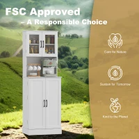 HOMCOM Szafka kuchenna, regulowana półka, blat, drzwi akrylowe, otwór na kable, do salonu, kuchni, jadalni, MDF, Biały(m-7)