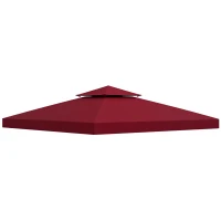 Outsunny Tetto di Ricambio per Gazebo 3x3 m a 2 Livelli e Anti UV in Poliestere con Presa d'Aria, Rosso(m-11)