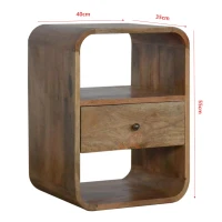 100% Solid Wood London Bedside Table with Drawer and 2 Open Slots, Bedside Cabinet with Stain-Finished, 35L x 40W x 55H cm, Brown(m-3)