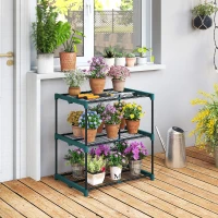 Outsunny Suporte de Plantas de 3 Andares 72 cm de Altura Suporte para Flores para Interior e Exterior Estante de Plantas em Aço Verde Escuro(m-5)