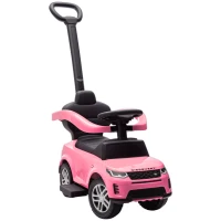 AIYAPLAY Carro Andador 2 em 1 para Crianças Land Rover Discovery com Buzina Pega de Empurrar e Barra Removíveis 84x40x94,5 cm Rosa(m-1)