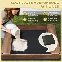 AIYAPLAY Zandbak, Zandkist met Baldakijn en Netdeur, Zitbanken, Bodembescherming, Bruin(m-6)