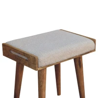 Solid Mango Wood Tray-Style Footstool with High-Resilience Cushioning, Upholstered Seat with Scandi Legs, 35L x 50W x 52H cm, Brown(m-5)