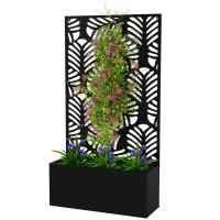 Outsunny Metal Garden Bed for Garden with Trellis, Wall Mounted or Freestanding Raised Planter with Privacy Screen(m-11)