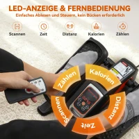 SPORTNOW Elektrischer Ellipsentrainer, Pedalgerät mit 12 anpassbaren Geschwindigkeiten, tragbar, leicht, Fernbedienung, LED-Monitor, Stahl, Kunststoff, Schwarz(m-5)