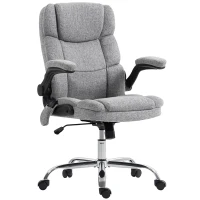 HOMCOM Poltrona da Ufficio Massaggiante a 4 Punti con Riscaldamento e Braccioli Ribaltabili, Grigio(m-10)