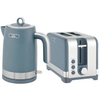 HOMCOM Sleek Textured Kettle and Toaster Set - Blue(m-1)