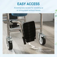 HOMCOM Rolling Shower Wheelchair for Seniors, Bedside Commode Chair with Locking Wheels, Seat, Backrest, Arms, Grey(m-7)
