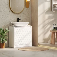 HOMCOM Mueble Bajo Lavabo Mueble de Baño con 2 Puertas Estante Ajustable para Lavabos con o sin Pedestal 60x30x59,8 cm Blanco(m-9)