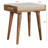 Solid Mango Wood Tray-Style Footstool with High-Resilience Cushioning, Upholstered Seat with Scandi Legs, 35L x 50W x 52H cm, Brown(m-3)