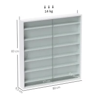 HOMCOM Vitrine pour collection vitrine murale 80 x 9,5 x 83 cm 6 étagères réglables en hauteur 2 portes coulissantes en verre(m-3)