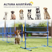 PawHut Conjunto de Treinamento de Agilidade para Cães 4 Peças Obstáculos de Salto com Altura Ajustável 99x65x94 cm  Azul(m-4)