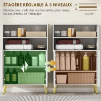 HOMCOM Meuble salle de bain, armoire salle de bain étroit 5 niveaux, portes cannelées à fermeture douce 60 x 31,8 x 93 cm blanc(m-7)