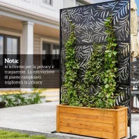 Outsunny Panneau décoratif extérieur paravent extérieur en acier motifs de branches de saule découpées 122 x 45 x 198 cm noir(m-7)