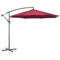 Outsunny 3m Water Resistant Terylene Hanging Parasol Wine Red(m-1)