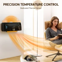 HOMCOM 2000W Ceramic Electric Heater with Fan, Adjustable Thermostat, Wall Mounted - Black(m-7)