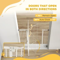 PawHut Metal 74-87cm Adjustable Pet Gate Safety Barrier w/ Auto-Close Door White(m-5)