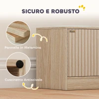 PawHut Portaciotole per Cani con 2 Ciotole da 2L in Acciaio Inox e Armadietto Inferiore, in Legno, 60x30x35.5 cm, Rovere(m-8)
