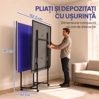 SPORTNOW Masă de Ping Pong Pliabilă cu Roți, Plasă și Palete pentru Interior(m-5)