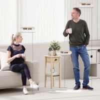 HOMCOM Mesa Auxiliar Rústica Mesa Auxiliar para Sofá con Cajón y Estante para Salón Dormitorio 30x30x75 cm Madera Natural(m-4)