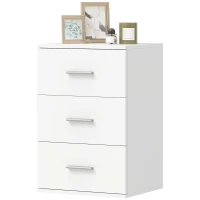 HOMCOM Criado-mudo com 3 Gavetas Moderno e Multiuso para Quarto e Sala, 40x35x60 cm, Branco(m-7)