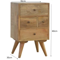 Solid Wood Wall-Mounted Rounded Bedside Table with Drawer, Nordic-Inspired Minimalist Design, Desk for Bedroom, 30L x 36W x 60H cm, Brown(m-3)