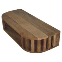 Solid Wood Floating Console Table with Open Shelf, Wall-mounted Console, Hand-finished Desk for Living Room, 30L x 70W x 15H cm, Brown(m-7)