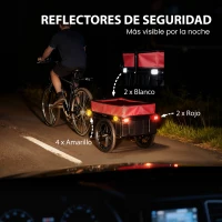 HOMCOM Remolque de Bicicleta 40 kg Cubierta de Tela Oxford con Reflectores y Marco de Acero 144x59x80 cm Rojo y Negro(m-9)