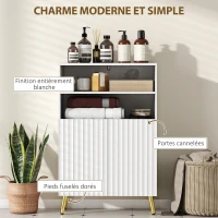 HOMCOM Meuble salle de bain, armoire salle de bain étroit 5 niveaux, portes cannelées à fermeture douce 60 x 31,8 x 93 cm blanc(m-4)