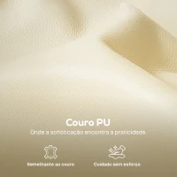 HOMCOM Poltrona Sala de Estar Estofada em Couro Sintético Poltrona Relax Moderna com Assento Largo Acolchoado Espesso 80x81x90 cm Bege(m-6)