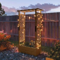 Outsunny Raised bed with Trellis and Roof, for Flowers, Fruit, Vegetables, Herbs, 110 x 44 x 181 cm, Wood, Orange(m-4)