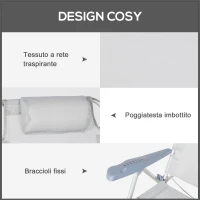Outsunny Set 2 Sedie da Campeggio Pieghevoli e Reclinabili su 6 Livelli, in Alluminio e Schiuma, 62x65x80 cm, Grigio Chiaro(m-6)