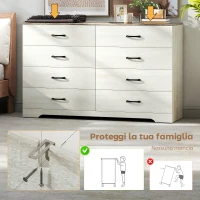 HOMCOM Cassettiera 8 Cassetti Moderna in Legno, 140x40x86 cm, Noce e Grigio Chiaro(m-7)